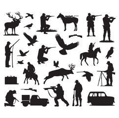 Hunting Man vector Silhouette illustration