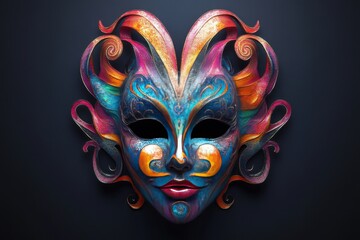 Naklejka premium A colorful mask with a blue face and pink lips