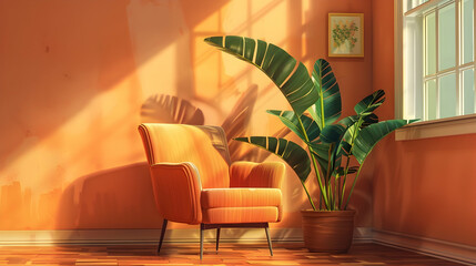 Modern style interior design 3d illustration