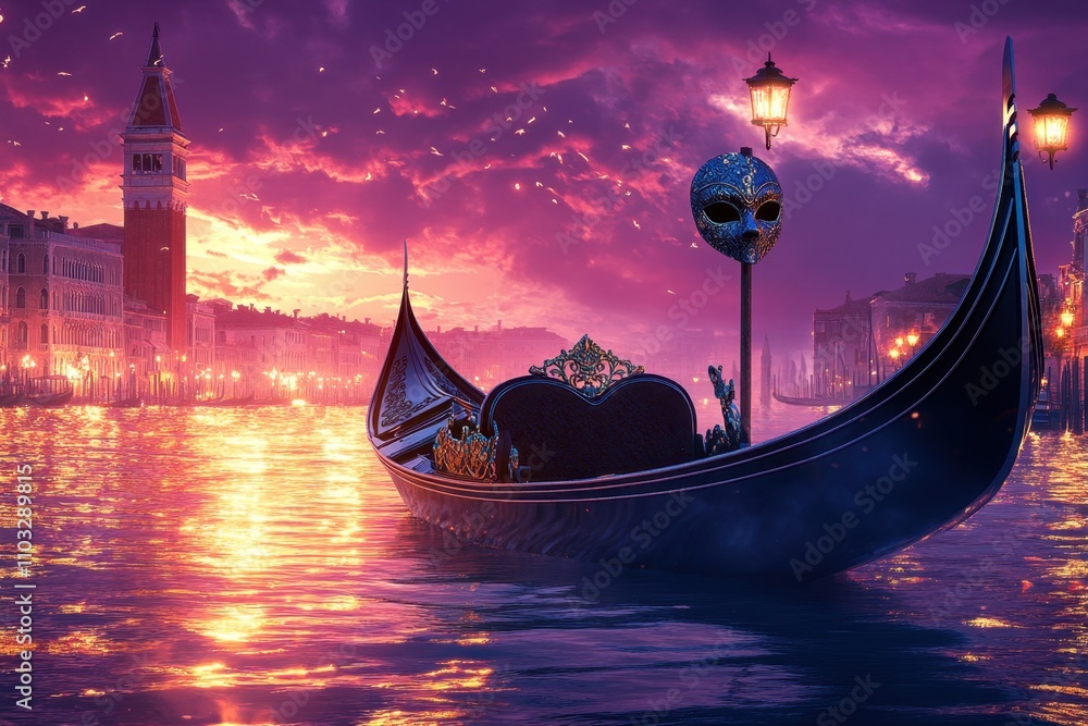 Poster a boat with a skull on top of it is floating on a river