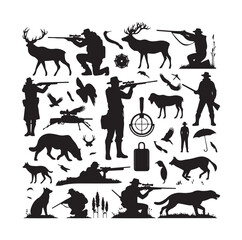 Hunting Man vector Silhouette illustration