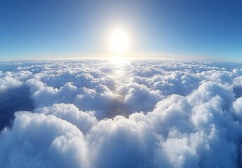 Naklejka premium A serene view of clouds beneath a bright sun, evoking tranquility and wonder.