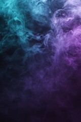 Obraz premium Abstract swirling smoke in vibrant purple and teal hues on a dark background, creating a dynamic and ethereal atmosphere