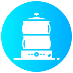 steamer round glyph vector icon