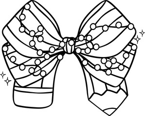 Groovy Christmas Pencil Bow outline coloring image