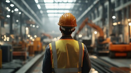 Professional Diverse Worker at Modern Construction Site - Focus on Safety and Teamwork