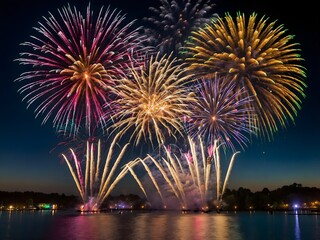 Fototapeta premium beautiful fireworks background. elegant background