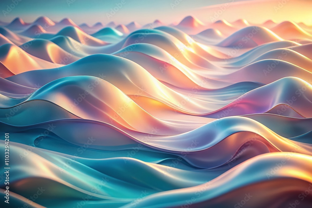 Poster abstract wavy pattern in soft pastel colors creating a dreamy silhouette effect for modern art and d