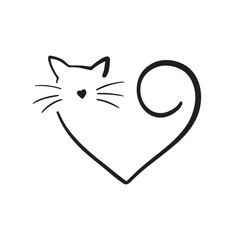 Line art of cat. Elegant vector illustration.