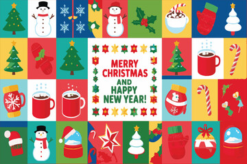 Vector illustrations with a Merry Christmas and Happy New Year 