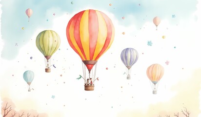 Obraz premium Colorful hot air balloons floating in the sky