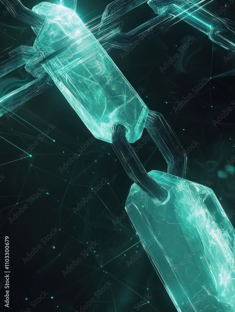 Poster polygonal chain futuristic hud banner. crypto technology data link, blockchain, cryptography, secure
