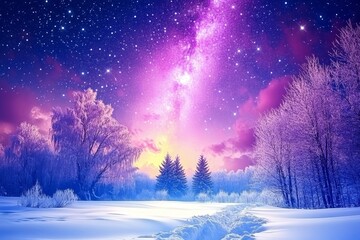 Fototapeta premium winter landscape with trees and snow