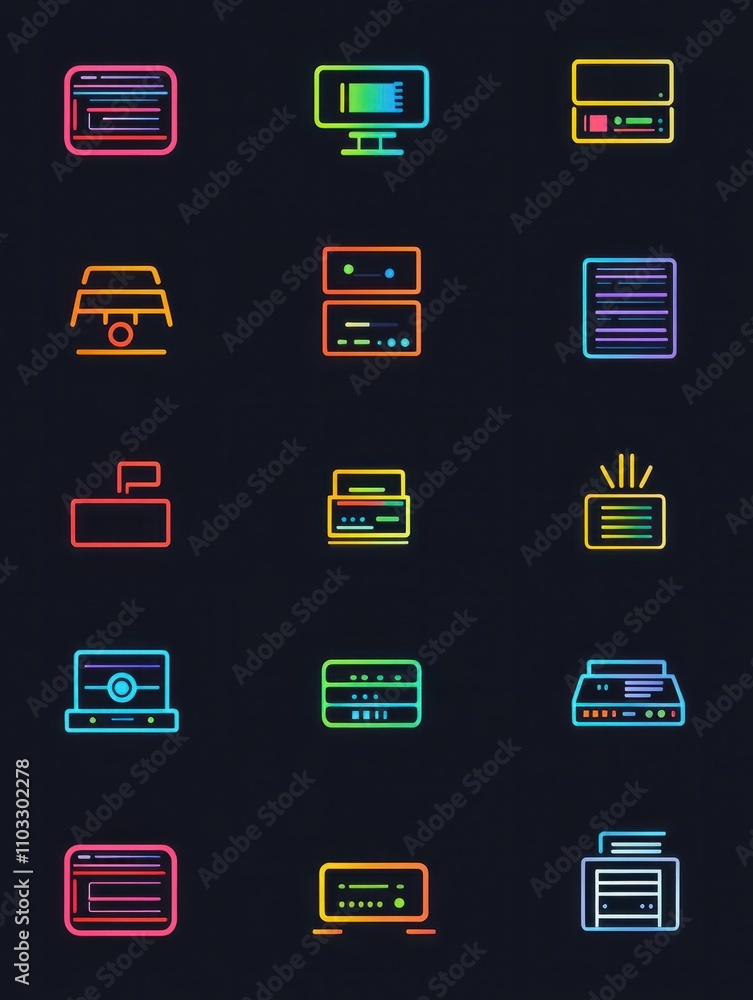 Poster server multi color style icon. simple thin line, outline of internet things icons for ui and ux, web