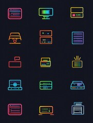 Fototapeta premium Server multi color style icon. Simple thin line, outline of internet things icons for ui and ux, website or mobile application