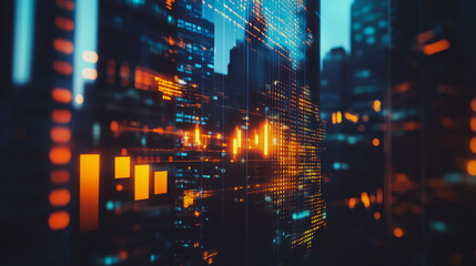 Fototapeta premium Smart digital city with connection cyber security network reciprocity over the cityscape . future smart wireless digital city and social media networking systems that connects people within the city