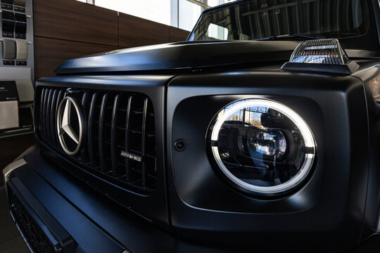 Closeup of Mercedes-AMG G 63 V8 biturbo car