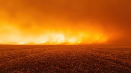 Obraz premium A wildfire burning under a smoky orange sky