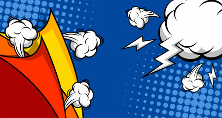 Pop art comic background with flip paper effect and dot halftone