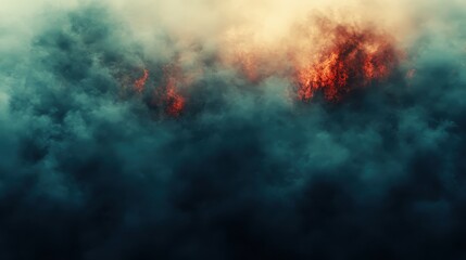 Fototapeta premium A vast wildfire with ash and embers filling the air