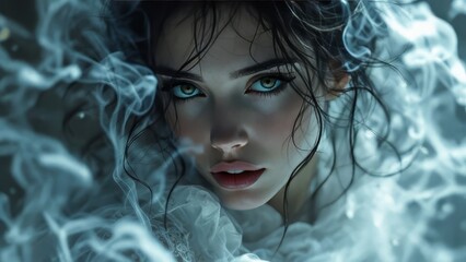 Mystical smoke portraits, digitally rendered.