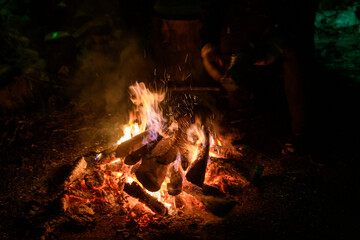 Fire place in park.