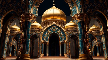 Obraz premium Islamic Art and Architecture Collection - Intricate Arabesque Patterns and Ornate Domes