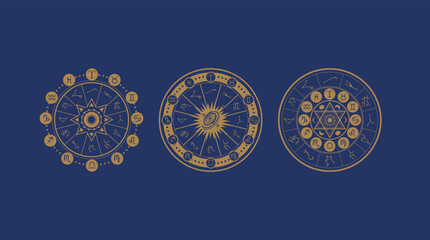 Astrology wheel, Horoscope, Mystery, Star map and magic circle.