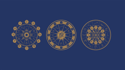 Astrology wheel, Horoscope, Mystery, Star map and magic circle.