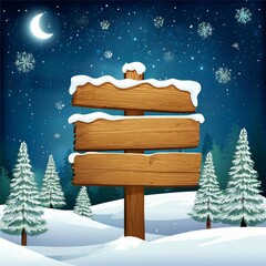 Naklejka premium Vector Christmas Scene with a Wooden Sign Free Download