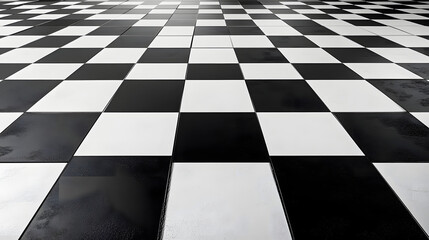 Square black and white checkered abstract background with grey b.