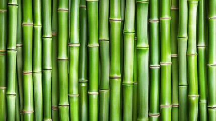 Fototapeta premium A close-up view of green bamboo stalks arranged vertically.