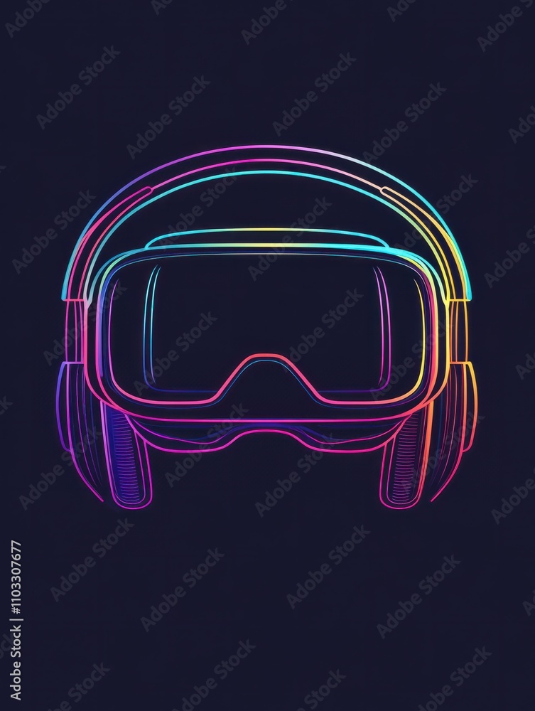 Poster virtual reality multi color style icon. simple thin line, outline of internet things icons for ui an