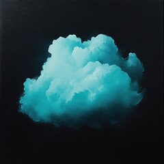Naklejka premium Surreal Blue Cloud Against Dark Background - Dreamlike and Ethereal Atmospheric Art for Creative and Imaginative Concepts