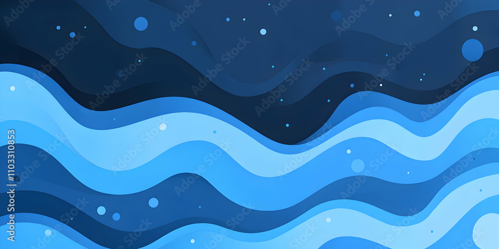 Aufkleber abstract blue wave background, serene undulating lines create a calming visual design