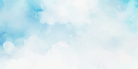 abstract watercolor background illustration. Light blue with watercolor Soft cloud in the sky background. abstract blue sky with clouds background.
