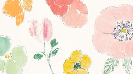 手描き風の花のパターン