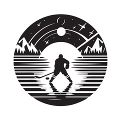 ice hockey player silhouette vector illustration