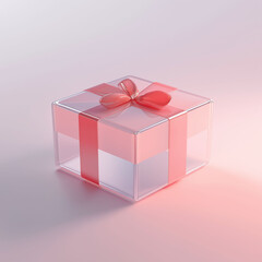 Obraz premium Gift box with red ribbon bow isolated on white background Christmas