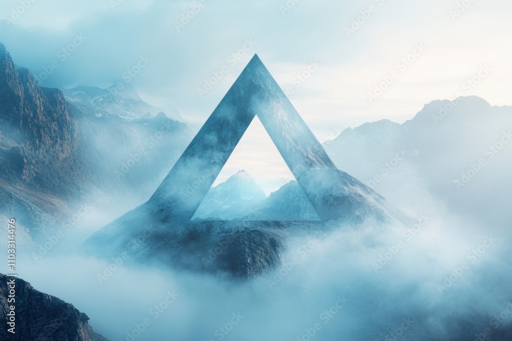 Poster a mountain range with a triangle in the middle of it