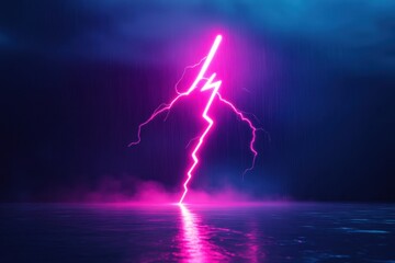 A bright pink lightning bolt is shown in the water