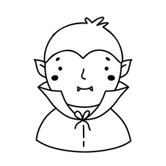 Cute vampire isolated on a white background. Hand-drawn vector illustration in doodle style. Perfect for decorations, logo and Halloween designs.