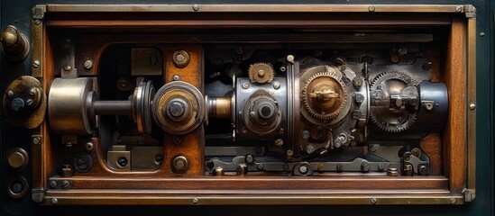 Intricate Vintage Machinery with Gears and Cogs Showcasing Industrial Engineering and Mechanical Design