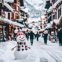 Naklejka premium Cobblestone christmas atmosphere