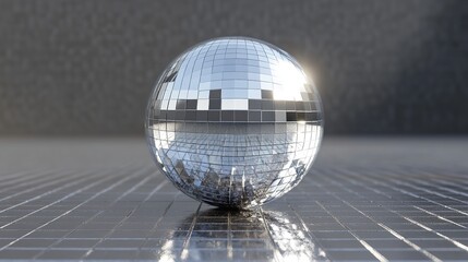 Silver Disco Mirror Ball on Transparent Background

