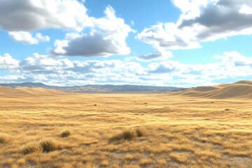 Fototapeta premium A vast, empty desert with a few clouds in the sky