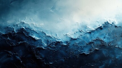 A stunning abstract painting depicts swirling waves in a gradient of blue tones, ideal for use in modern decor, marketing materials, or as a serene background for various projects,