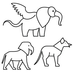 Minimalist Animal Sketches Simplistic line drawings of animals like lions, elephants, and birds in dynamic poses with a contemporary style Adobe Illustrator Artwork