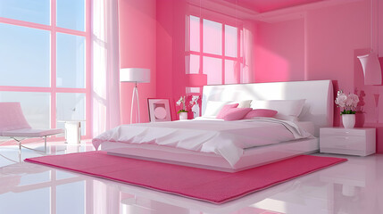 Modern style interior design 3d illustration