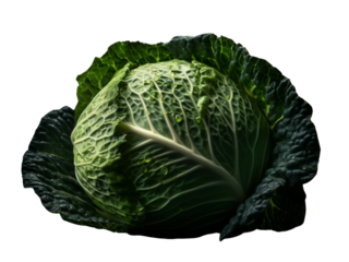 Fresh green cabbage with tightly packed leaves, perfect for healthy meals.